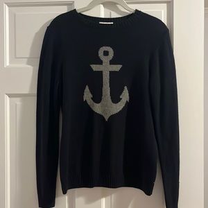 Navy Sweater with Gray Anchor Design